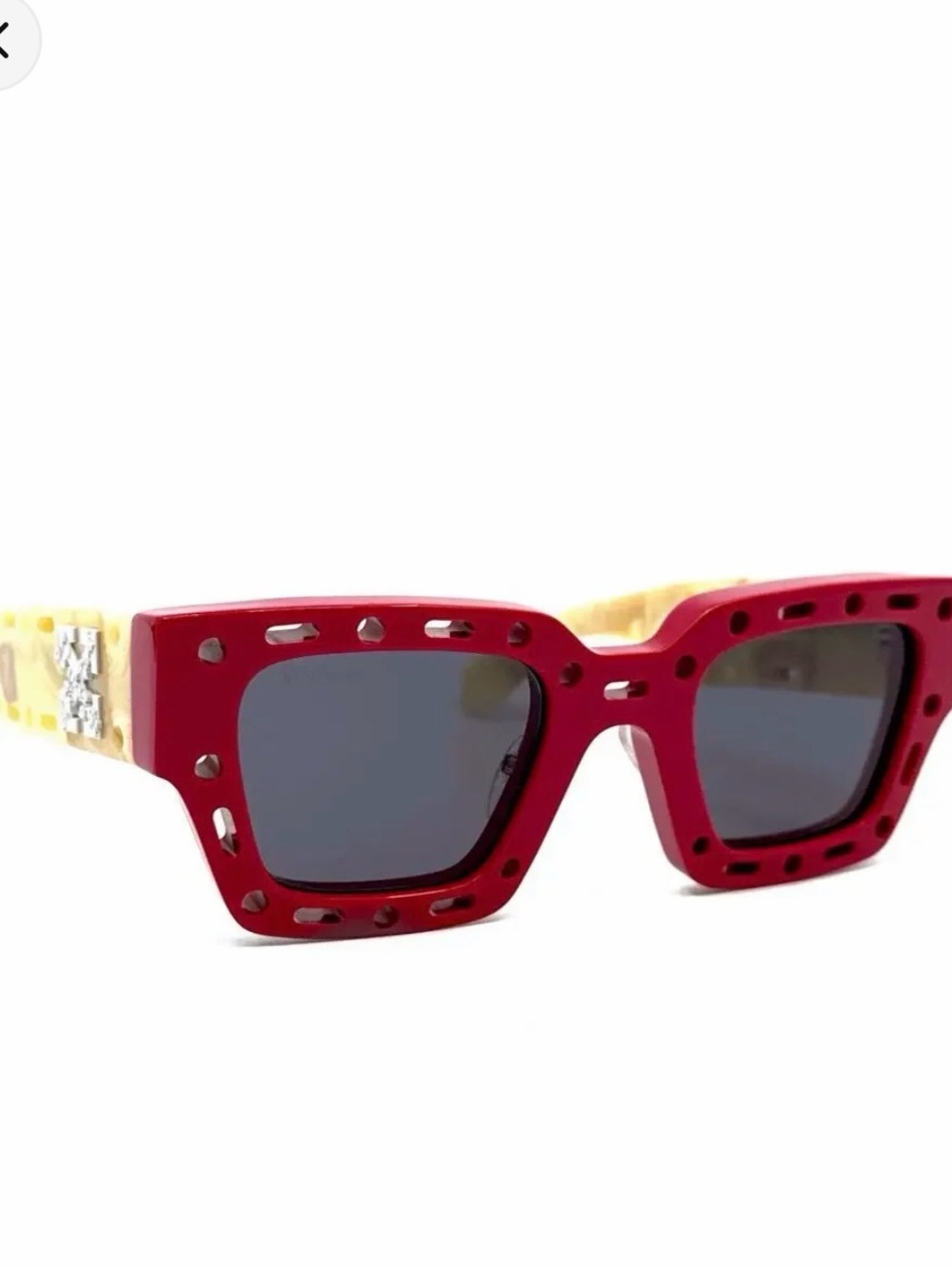 Off-White Red and Cream Rectangle Sunglasses
